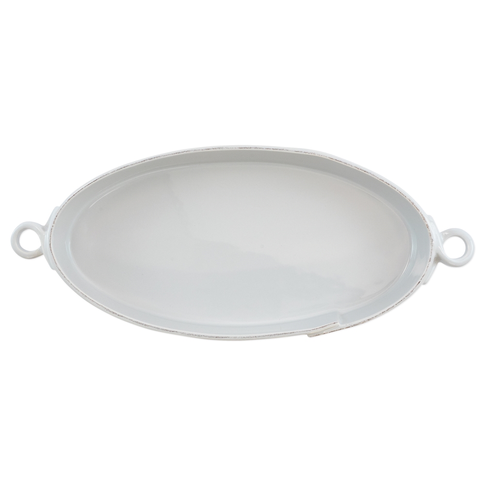 Vietri Lastra Light Gray Handled Oval Baker - LAS-2655LG