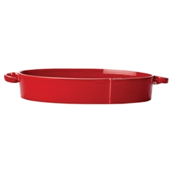 Vietri Lastra Red Handled Oval Baker - LAS-2655R