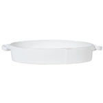 Vietri Lastra White Handled Oval Baker