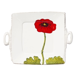 Vietri Lastra Poppy Handled Square Platter - LPY-2628