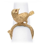 L'Objet Gold Plated Bird Napkin Rings, Swarovski Crystals Set/4