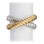 L'Objet Deco Twist Gold & Platinum Plated Napkin Rings, Set/4