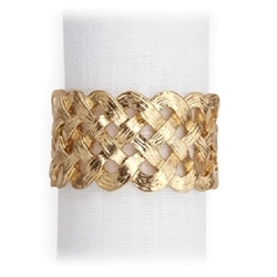 L'Objet Matte Gold Plated Braid Napkin Rings, Set/4