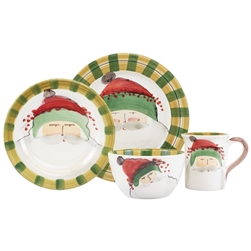 Vietri Old St. Nick Green Hat Four-Piece Service for One - OSN-7800BS-4