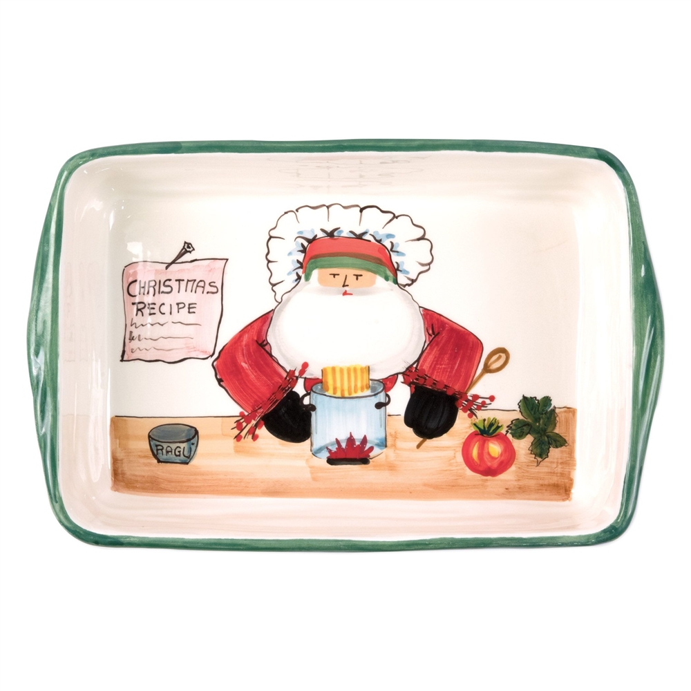 Vietri Old St Nick Rectangular Baking Dish with Chef - OSN-78062