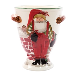 Vietri Old St Nick Footed Urn with Chimney & Stockings - OSN-78066