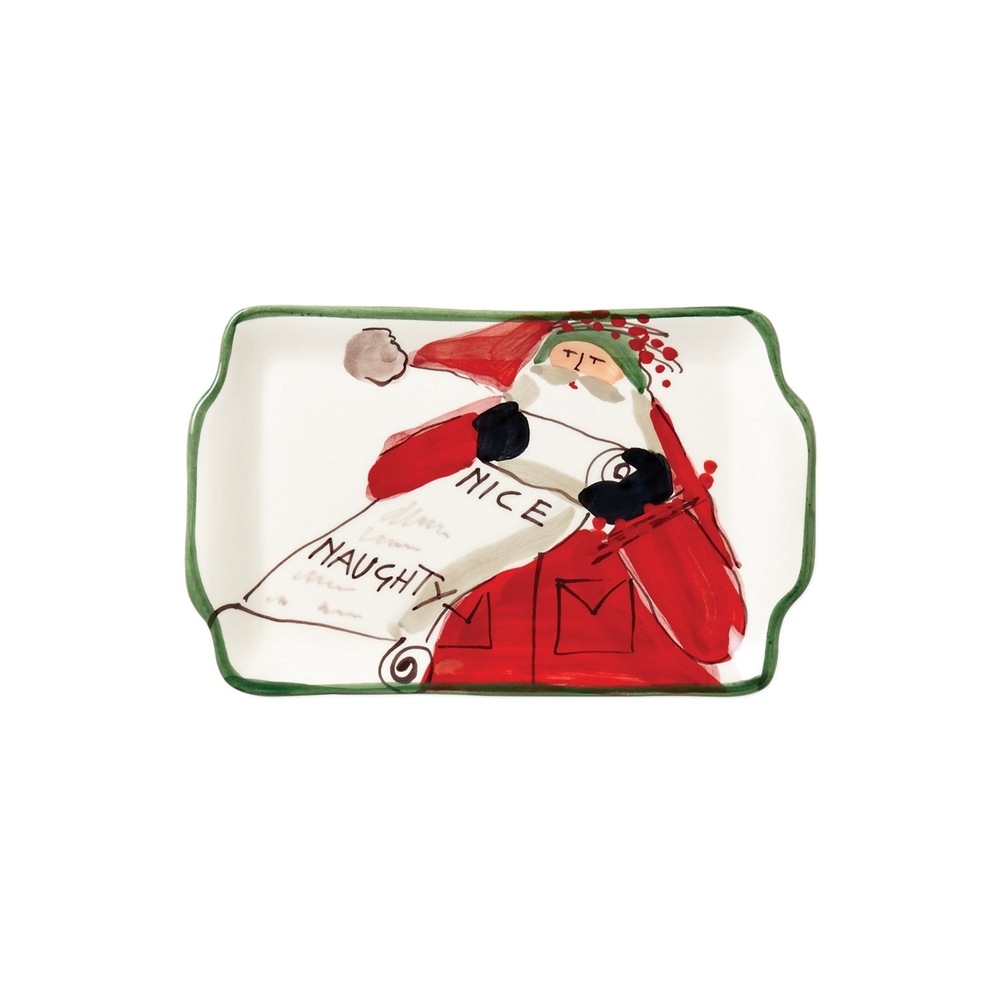 Vietri Old St Nick Rectangular Plate - Naughty or Nice - OSN-78071-GB