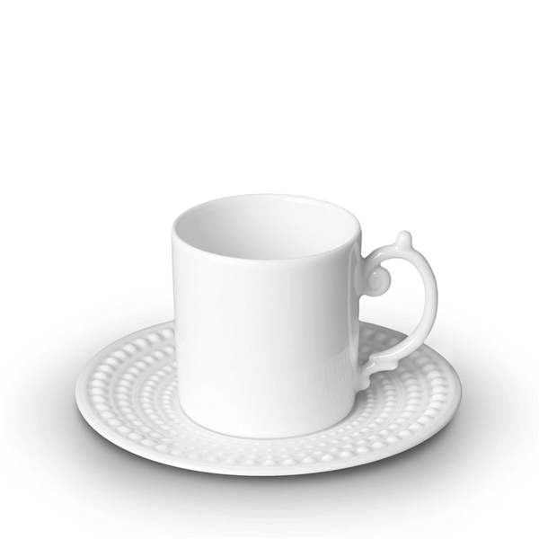 L'objet Perlee White Espresso Cup & Saucer