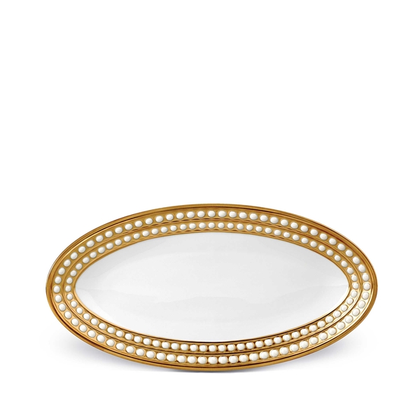 L'objet Perlee Gold Oval Platter 14"x7" Small