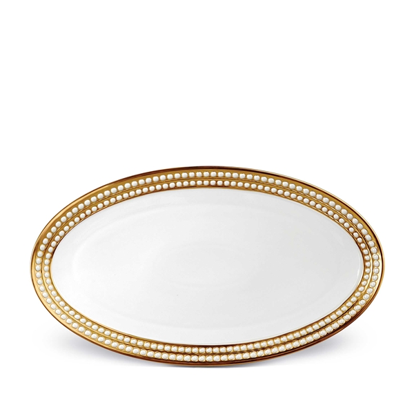 L'objet Perlee Gold Oval Platter 20"x12"