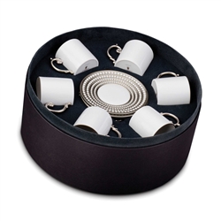 L'Objet Perlee Platinum Espresso Cup and Saucer Gift Box Set of 6