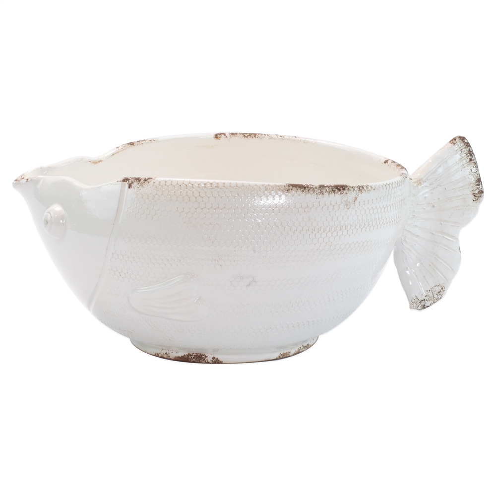 Vietri Rustic Garden White Fish Cachepot - RGA-89090W