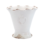 Vietri Rustic Garden White Medium Scallop Planter w/ Emblem - RGA-89091W