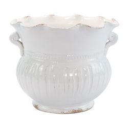 Vietri Rustic Garden White Large Scallop Planter