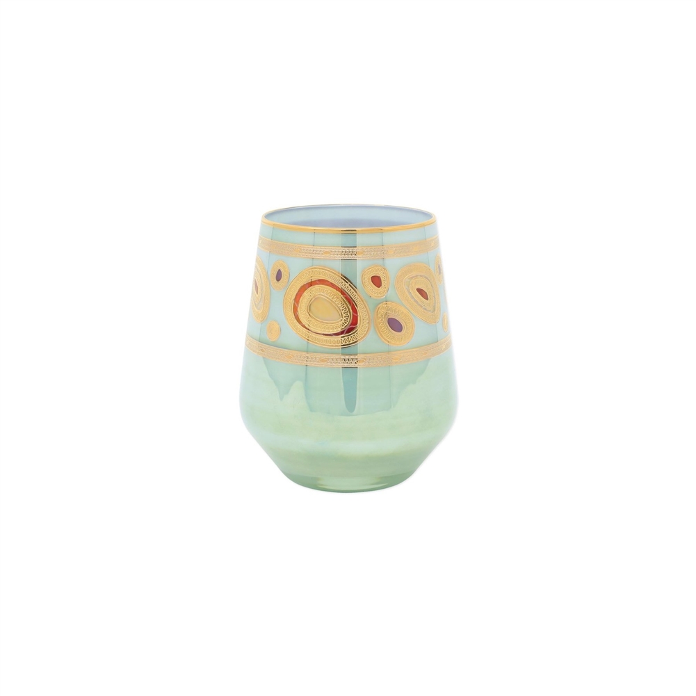 Vietri Regalia Aqua Stemless Wine Glass