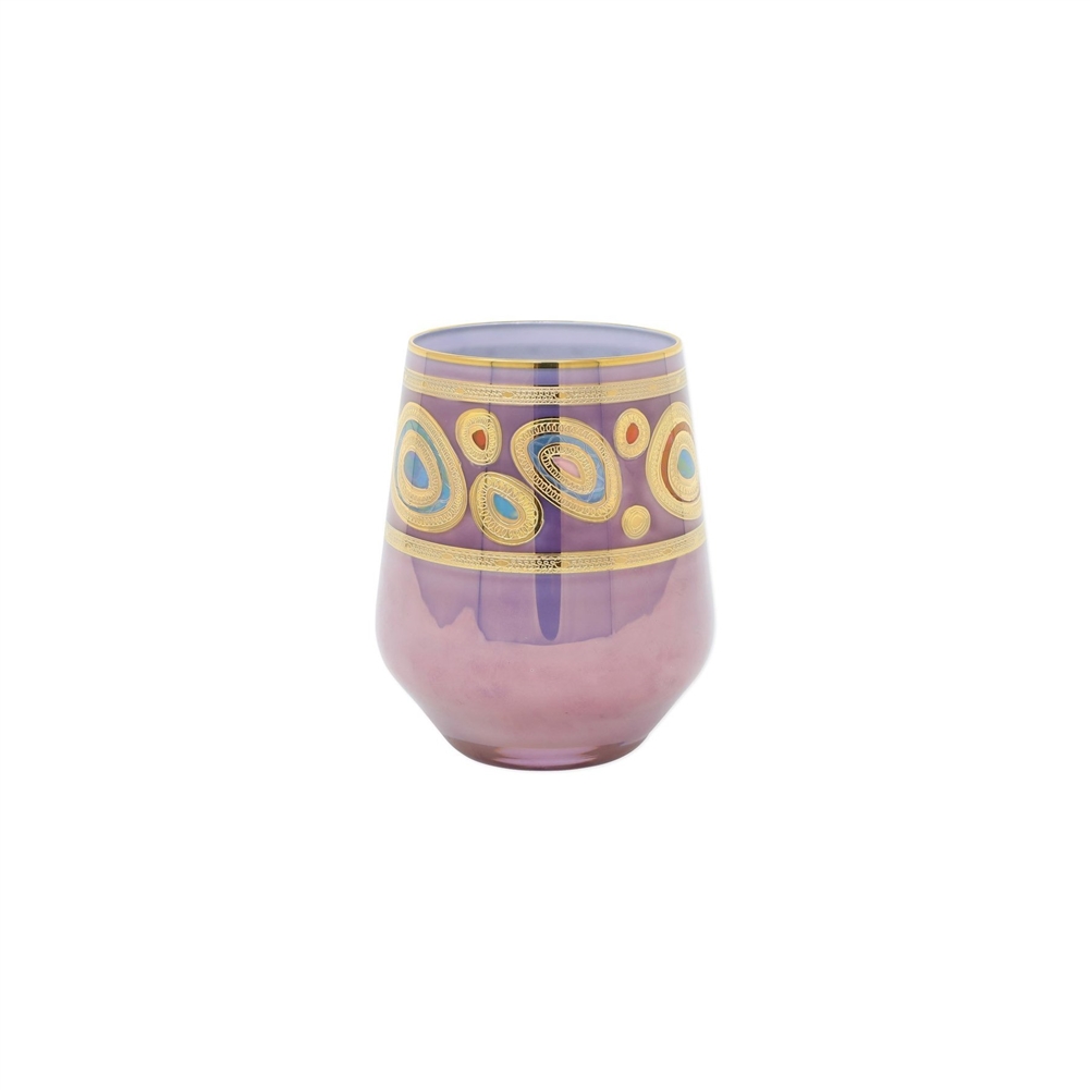 Vietri Regalia Purple Stemless Wine Glass