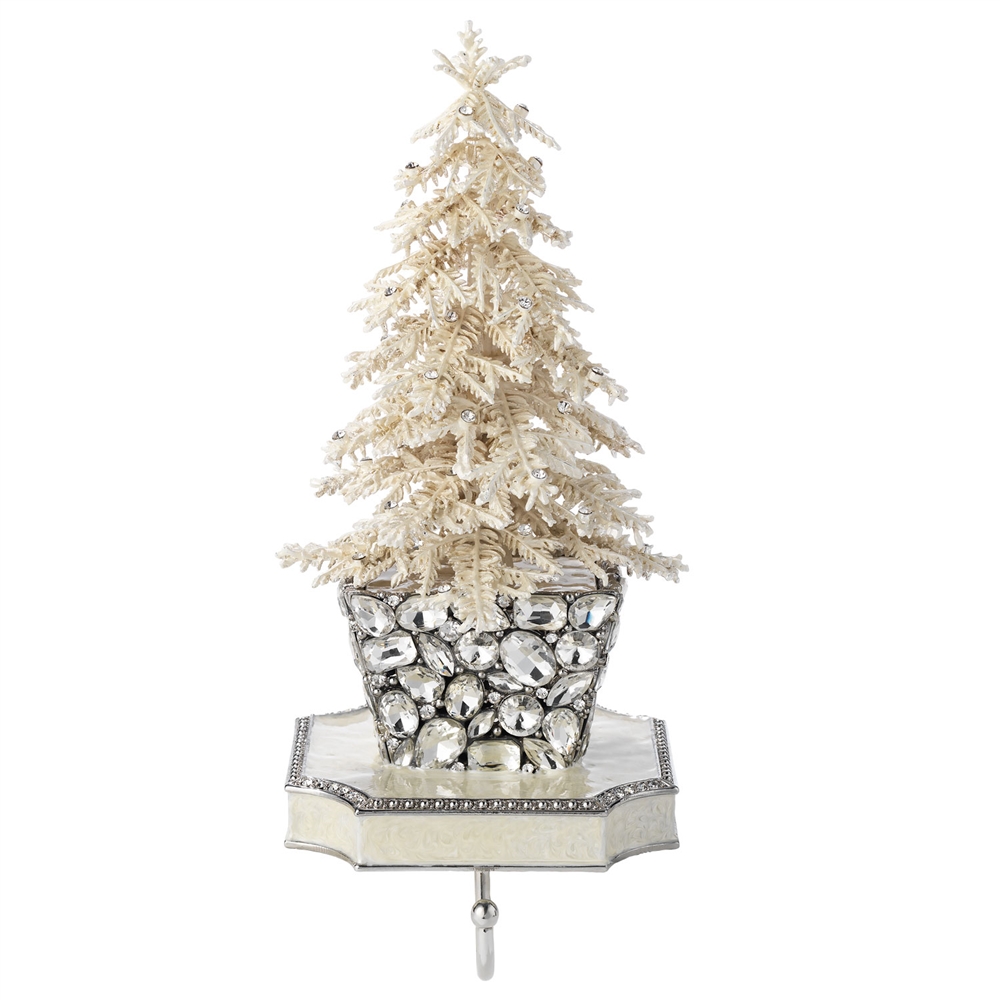 Olivia Riegel Flocked Crystal Tree Stocking Holder - Chelsea Gifts