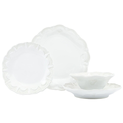 Vietri Incanto Stone White Lace 4-Piece Dinner Service for One