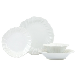 Vietri Incanto Stone White Ruffle Four-Piece Service for One