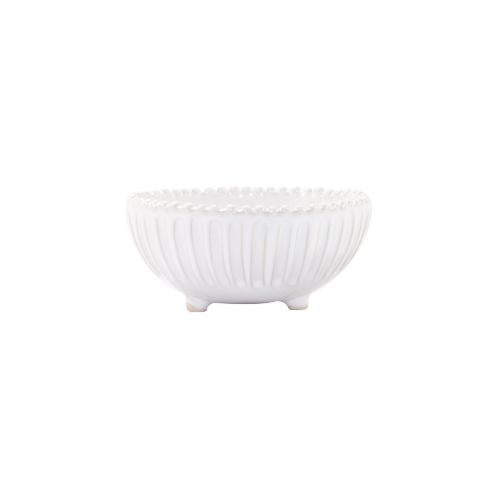 Vietri Incanto Stone White Stripe Footed Bowl - SINC-W1103A