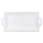 Vietri Incanto Stone White Stripe Rectangular Handled Platter - SINC-W1123