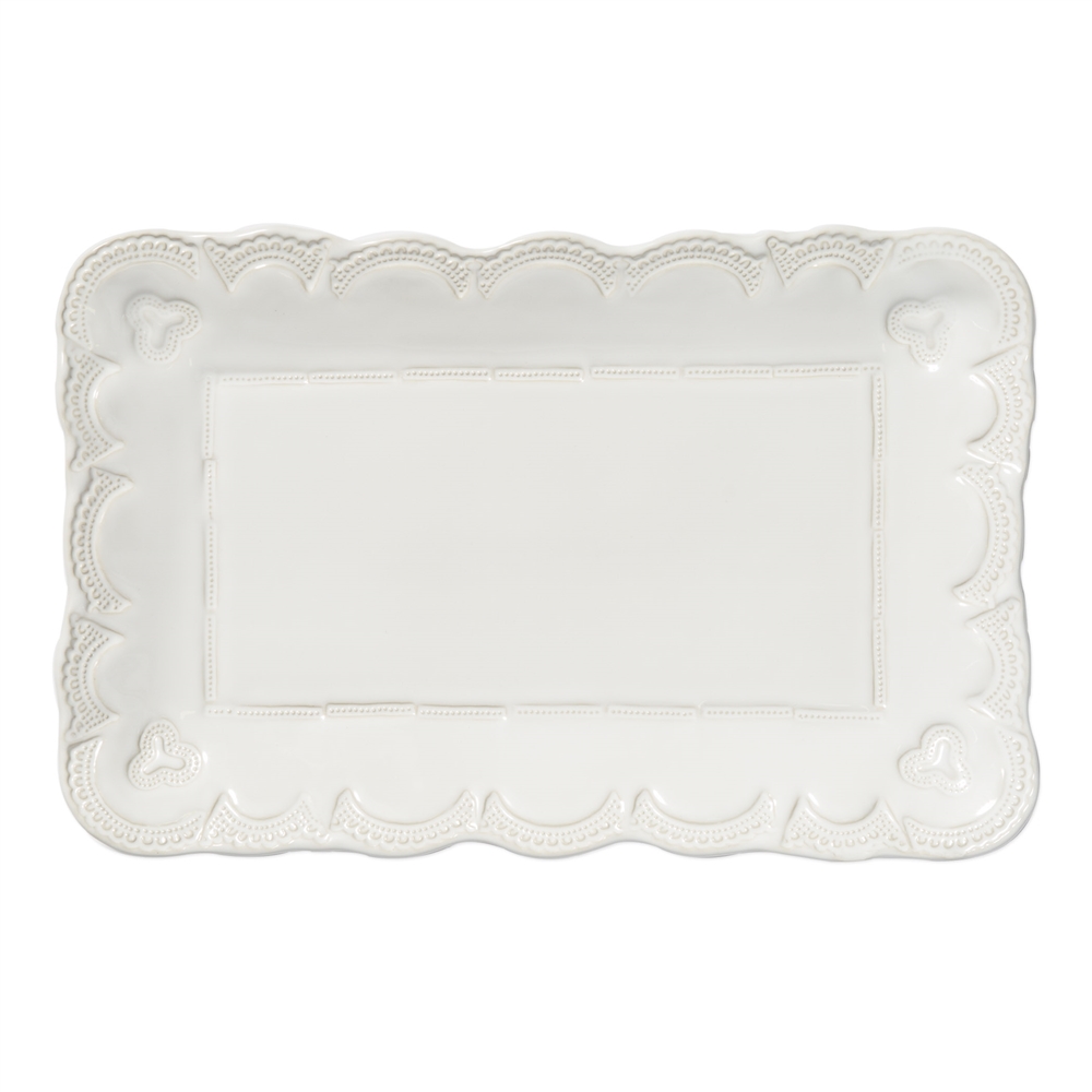 Vietri Incanto Stone White Lace Small Rectangular Platter - SINC-W1127