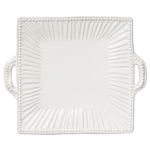 Vietri Incanto Stone White Stripe Square Handled Platter - SINC-W1128