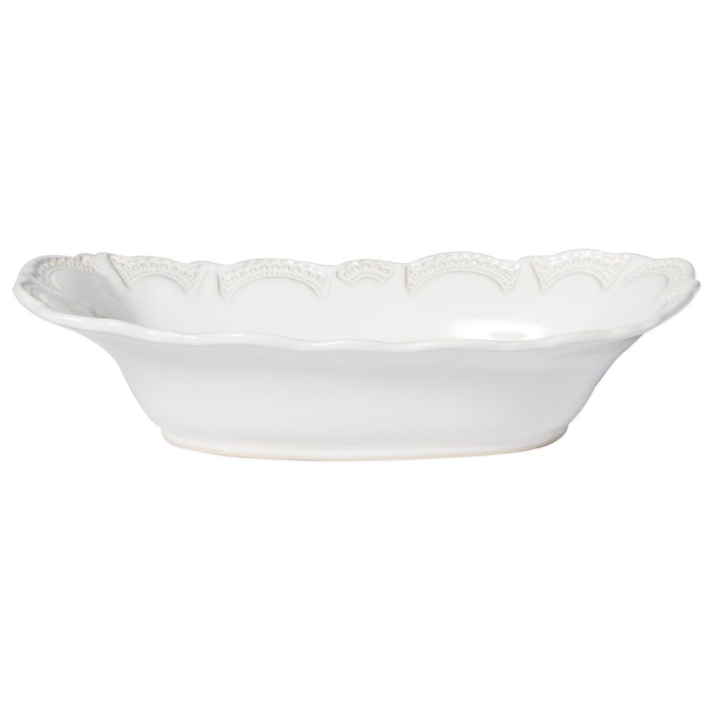 Vietri Incanto Stone White Lace Large Au Gratin - SINC-W1156