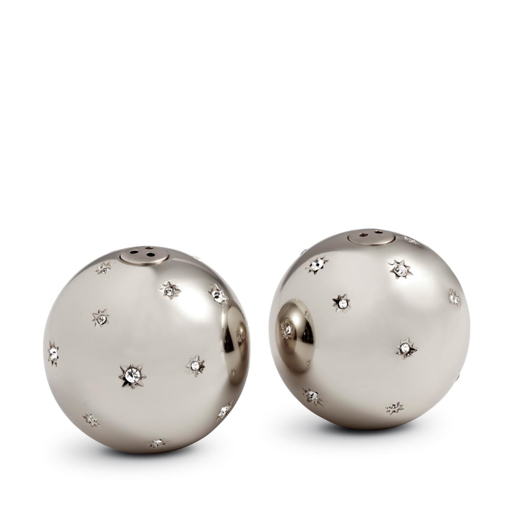 L'Objet Stars Salt & Pepper Shakers Platinum Set of 2