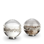 L'Objet Platinum Garland Salt & Pepper Shakers w/Swarovski Crystals Set of 2