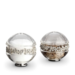 L'Objet Platinum Garland Salt & Pepper Shakers w/Swarovski Crystals Set of 2