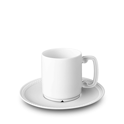 L'Objet Soie Tressee White Espresso Cup and Saucer