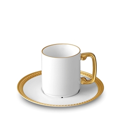 L'Objet Soie Tressee Gold Espresso Cup and Saucer