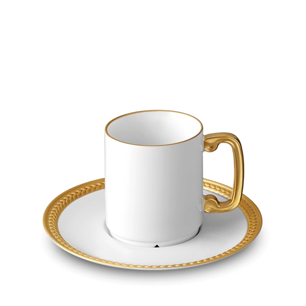 L'Objet Soie Tressee Gold Espresso Cup and Saucer