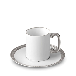 L'Objet Soie Tressee Platinum Espresso Cup and Saucer