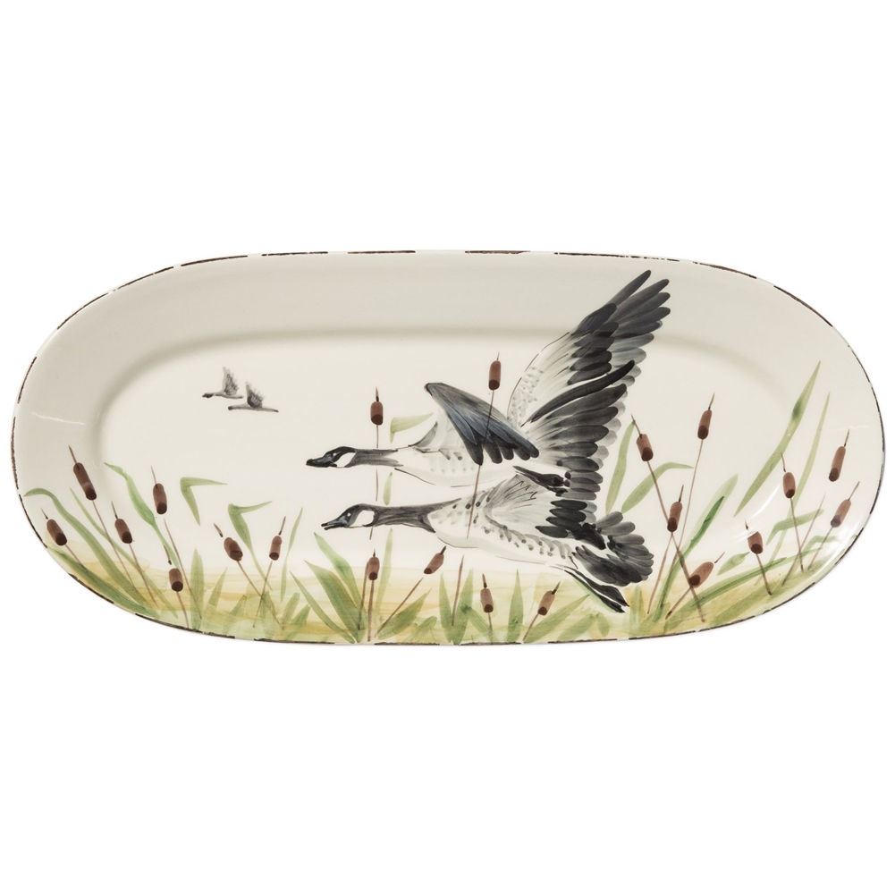 Vietri Wildlife Geese Small Oval Platter - WDL-7877