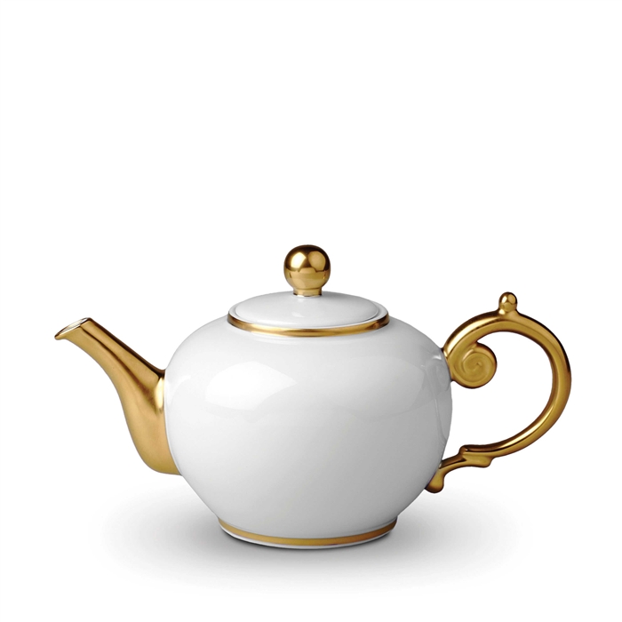 L'Objet Aegean 24kt Gold Tea Pot White