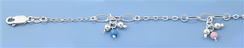 Silver Anklet - Ball Charm