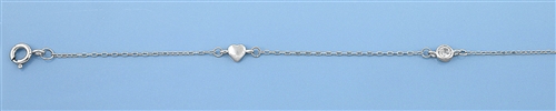 Silver Anklet - Heart