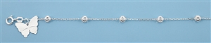 Silver Anklet - Butterfly