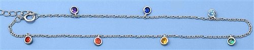 Silver CZ Anklet