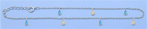 Silver Lab Opal Anklet