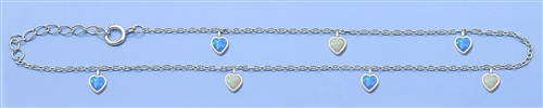 Silver Lab Opal Anklet