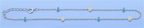 Silver Lab Opal Anklet