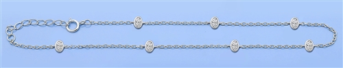 Silver CZ Anklet - Oval