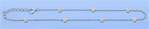 Silver Lab Opal Anklet