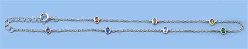 Silver CZ Anklet - Oval