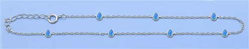 Silver Lab Opal Anklet