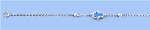 Silver CZ Anklet - Hamsa