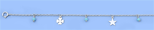 Silver Anklet - Clover & Star